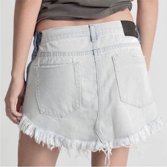 ONE X ONE TEASPOON | Free People 4040 Two Tone Blue Denim Skirt Women’s Size 29 - Picture 3 of 14
